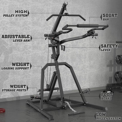 Leverage Gym Power Rack Squat Rack Lever Gym with LAT Low Row System Home Gym System Workout Station (Without Weight)