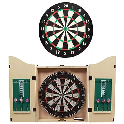 Max Strength Dartboard Cabinet Set with Realistic Walnut Finish Easy-to-Mount Board