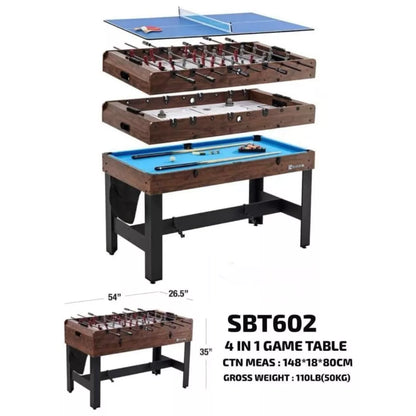 Multi Game Table Pool, Table Tennis, Foosball & Air Hockey Combo for Family Fun and Entertainment 4 in 1