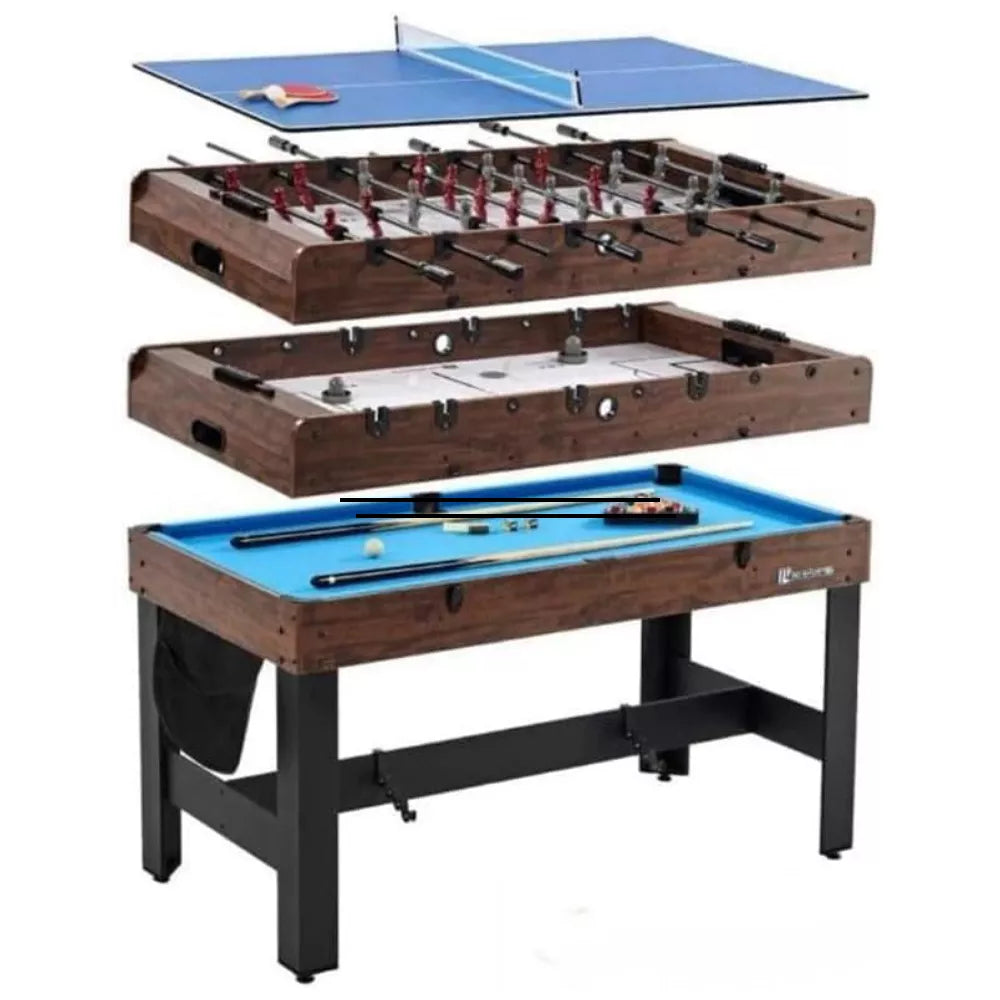 Multi Game Table Pool, Table Tennis, Foosball & Air Hockey Combo for Family Fun and Entertainment 4 in 1