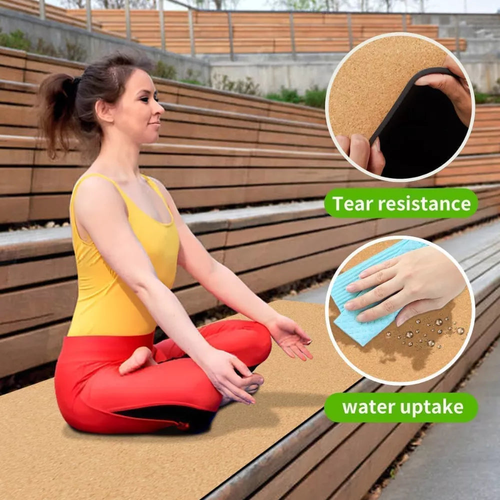 MAXSTRENGHT Health & Fitness Cork & TPE Yoga Mat | Extra Long Non-Slip Eco-Friendly Mat