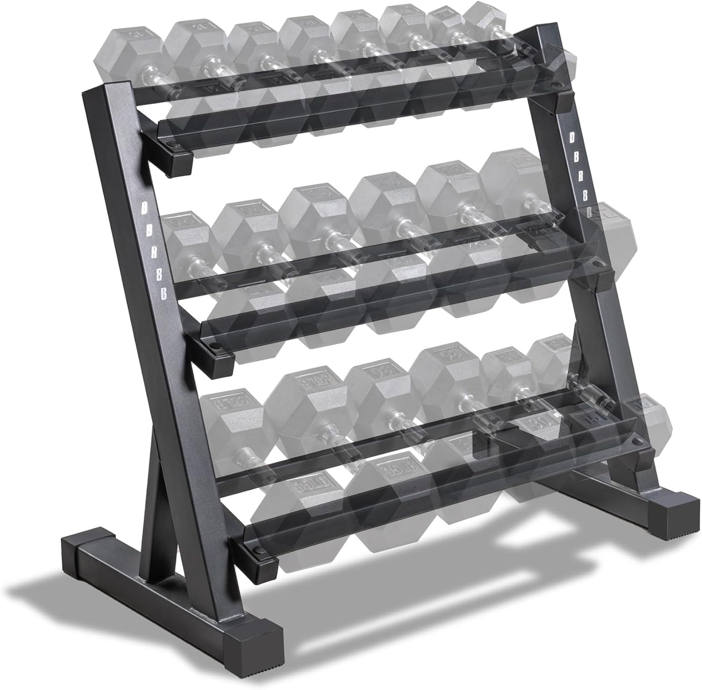 Max Strength Hex Dumbbells Set 70kg plus 3-Tier Dumbbell Rack for Men & Women - Home Gym Equipment - Weights (Set of 2), 5kg, 7.5kg, 10kg, 12.5kg plus Rack