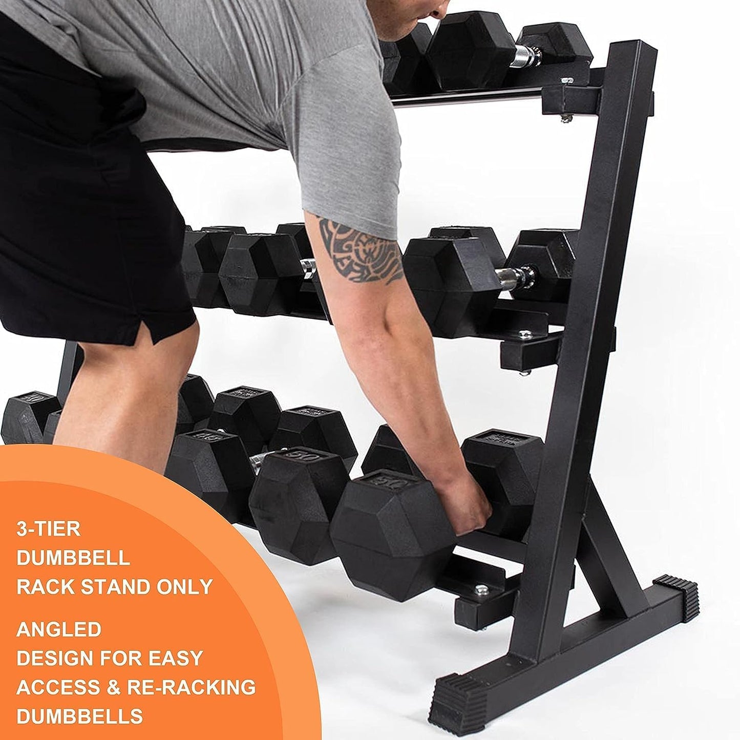 3-Tier Dumbbell Rack – Heavy-Duty Weight Rack Stand for Dumbbells, kettle bell etc