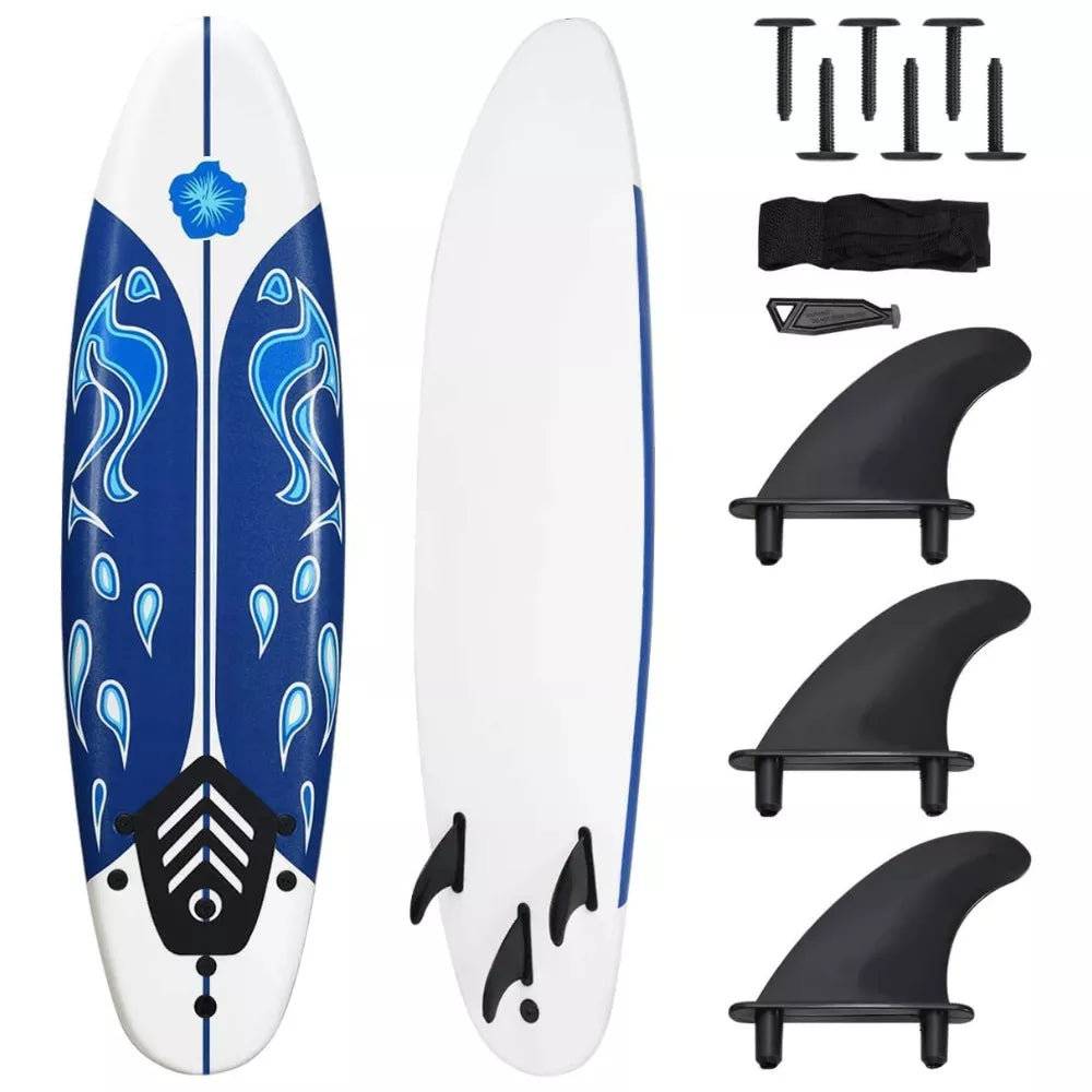 6Ft Stand Up Surfing Board with 3 Detachable Fins, Safety Leash, Non-Slip Lightweight Foam Surfboard for Youth and Teenager (Copy)