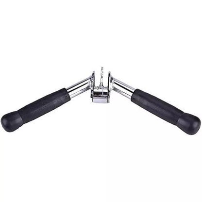 Max Strength Barbel Machine Cable Attachment Pro Grip Revolving Non Slip Handle Bar Pro Grip Revolving pull down Lat Bar-Silver, for Bicep Tricep