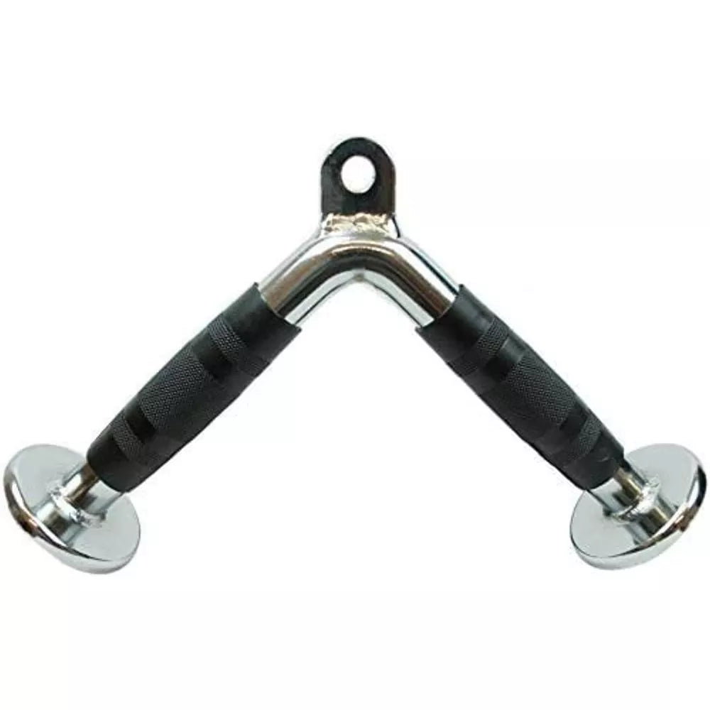 Max Strength Barbel Machine Cable Attachment Pro Grip Revolving Non Slip Handle Bar Pro Grip Revolving pull down Lat Bar-Silver, for Bicep Tricep