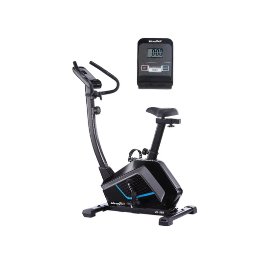 Black exercise bike with digital display