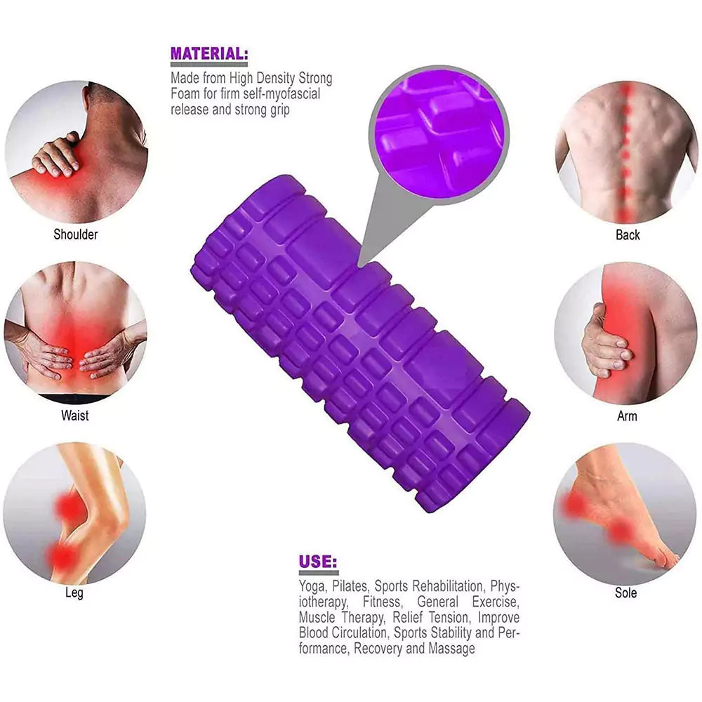 Max Strength Physio Yoga Foam Roller Deep Tissue Massage & Therapy ( 1pc Random Color)