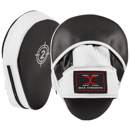 X MAXSTRENGTH Boxing Focus Pads Mitts Curved Punching Pad Black/White