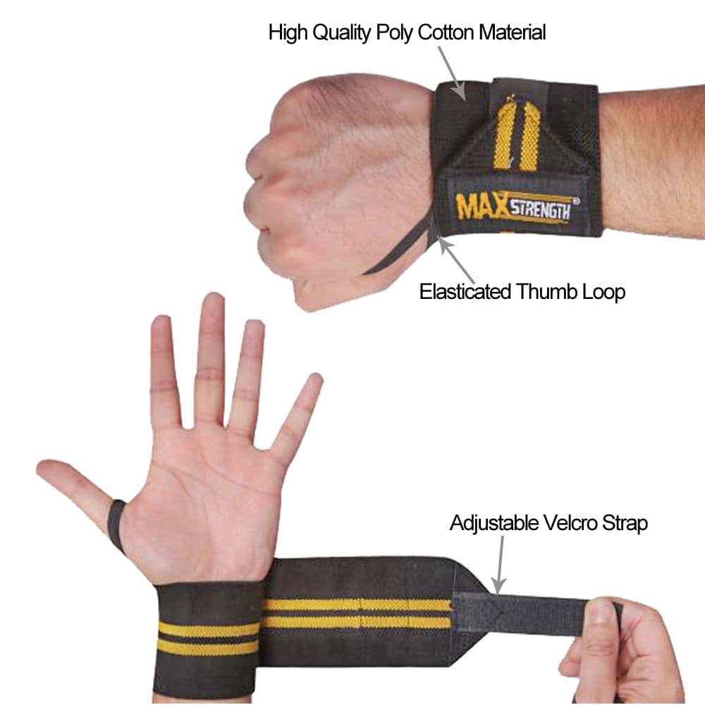 X MAXSTRENGTH Weightlifting Wrist Support Strap Yellow