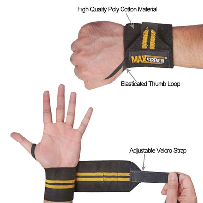 X MAXSTRENGTH Weightlifting Wrist Support Strap Yellow