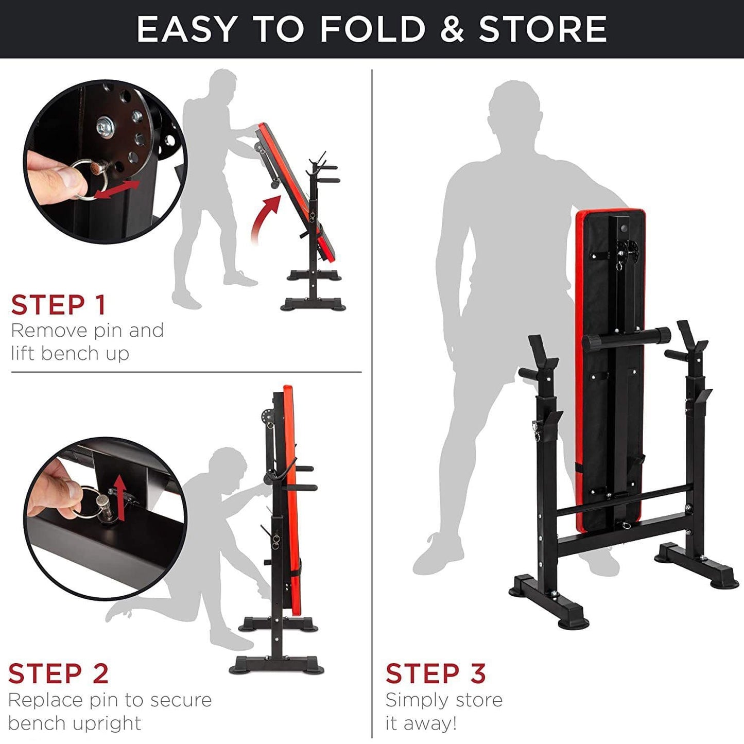 X MAXSTRENGTH Adjustable Workout Bench Barbell Rack