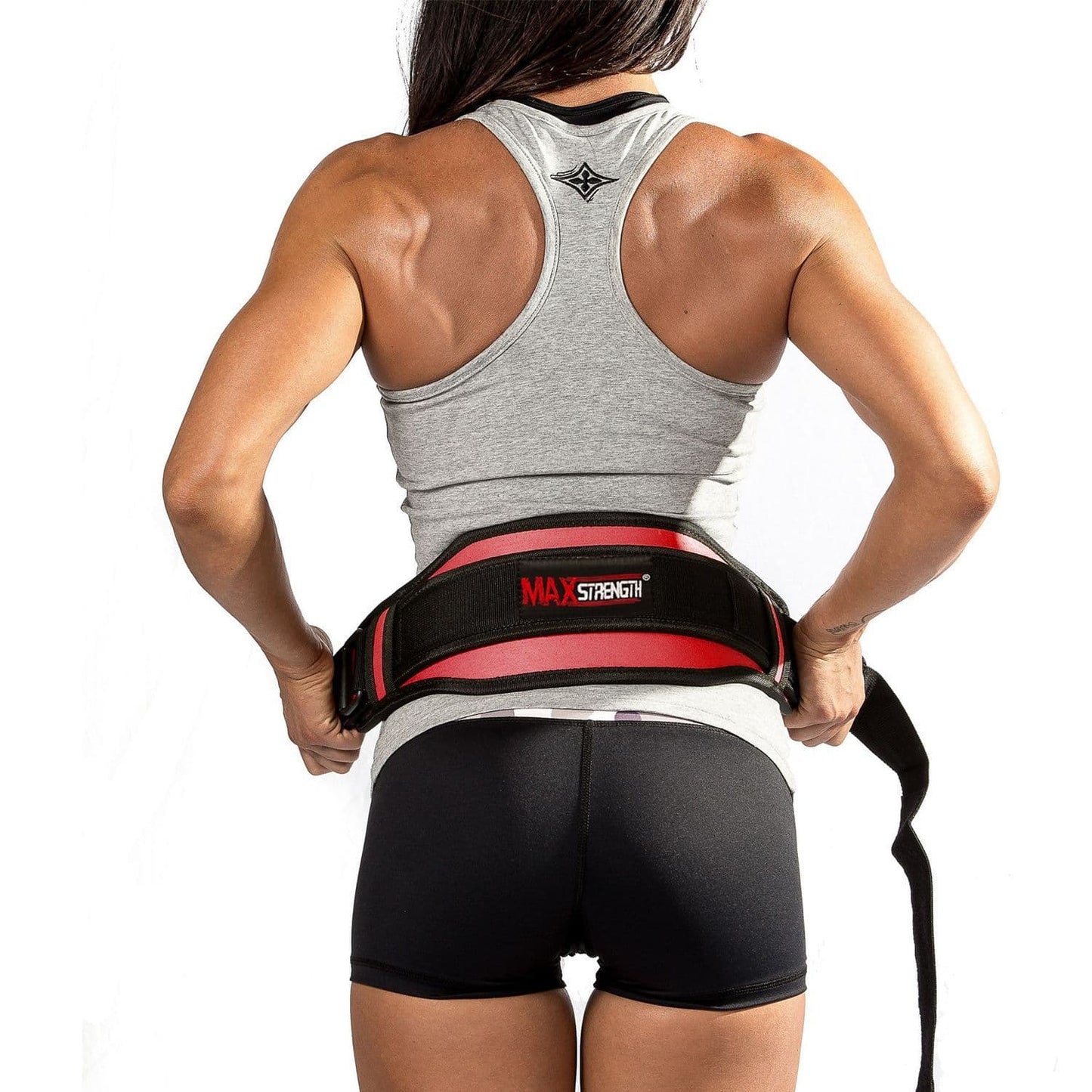 X MAXSTRENGTH Neoprene Weightlifting Back Support Belt Red