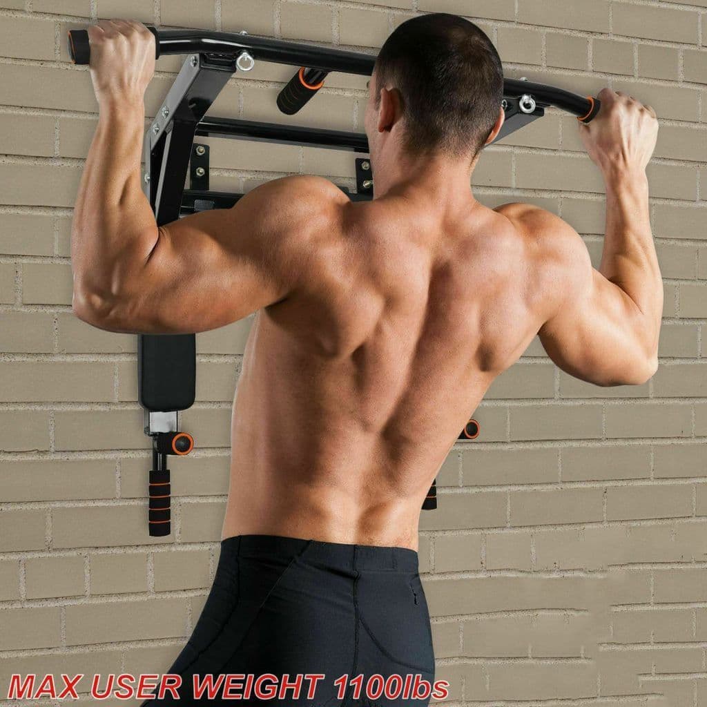 X MAXSTRENGTH Wall Mounted Chin Up Bar & Dip Station