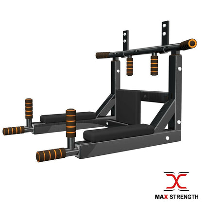 X MAXSTRENGTH Wall Mounted Chin Up Bar & Dip Station