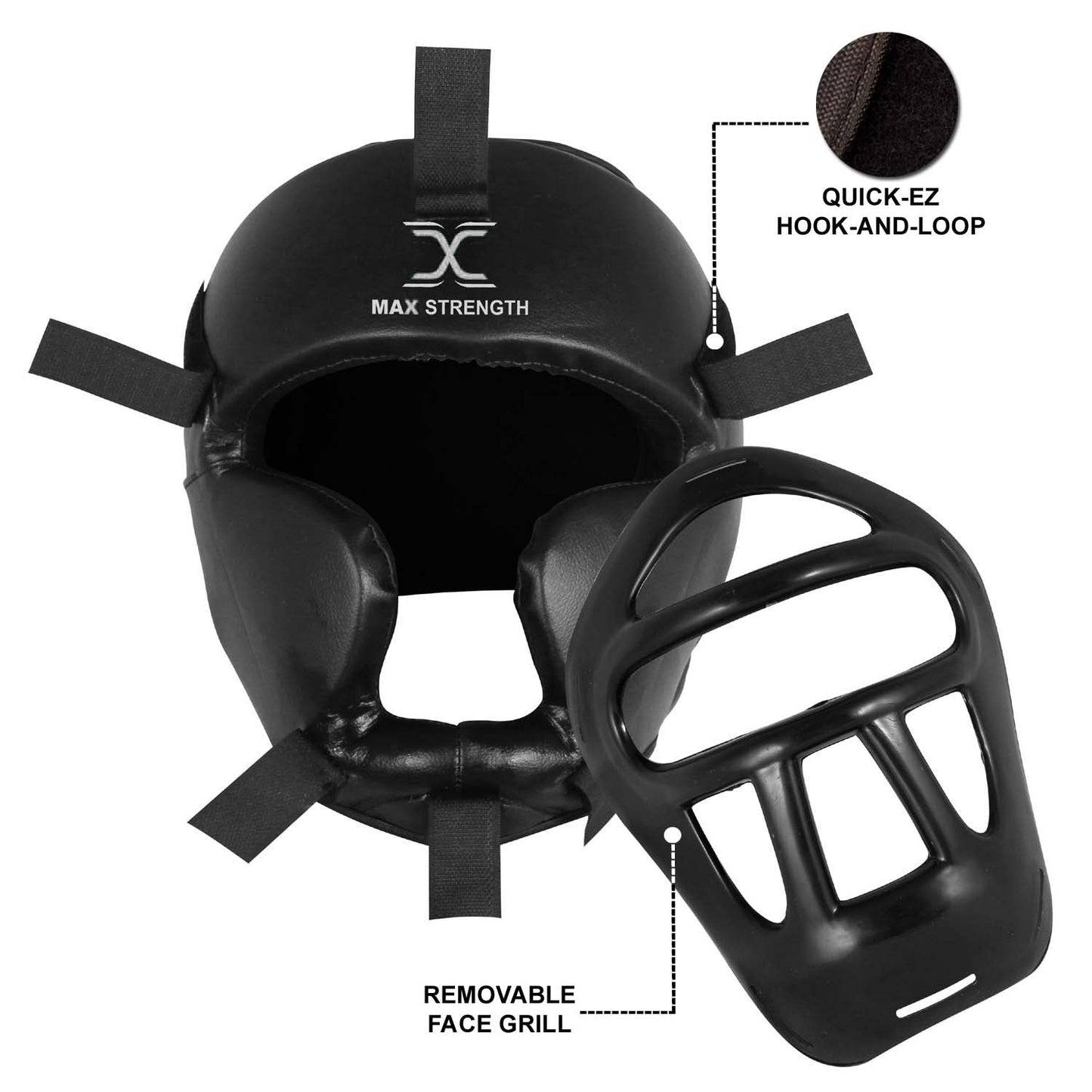 X MAXSTRENGTH Boxing Head Guard With Plastic Grill Protector