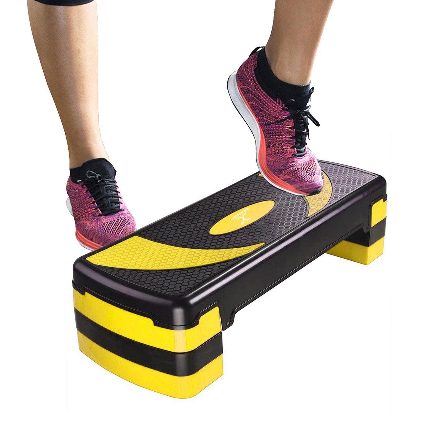 X MAXSTRENGTH Aerobic Stepper 5 Level Step Platform Cardio Training Yoga Workout Steppers