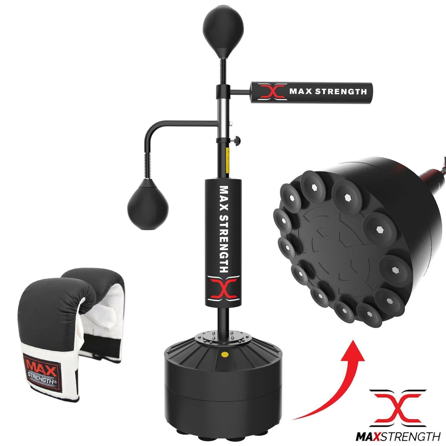 X MAXSTRENGTH Freestanding Reflex Bar Speedball Spinning 360°