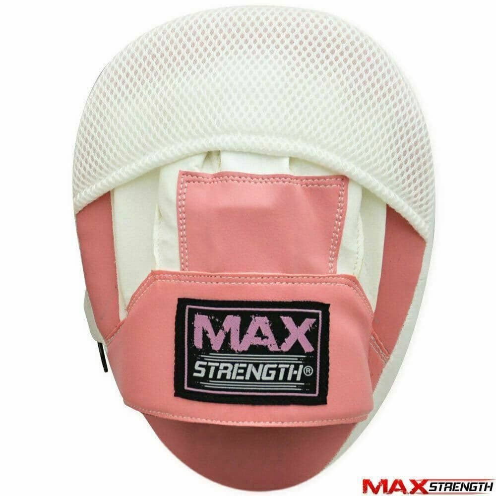 X MAXSTRENGTH Boxing Focus Pads Mitts Curved Punching Pad Pink/White