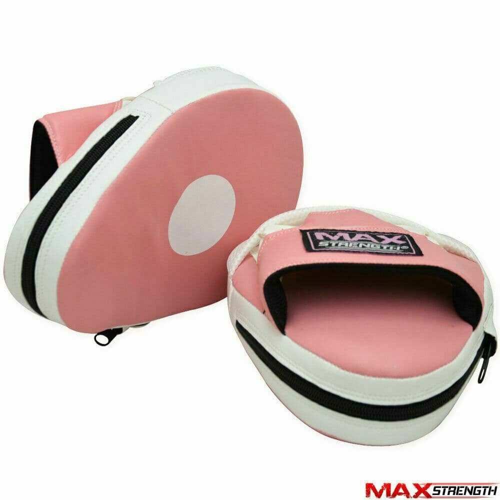 X MAXSTRENGTH Boxing Focus Pads Mitts Curved Punching Pad Pink/White